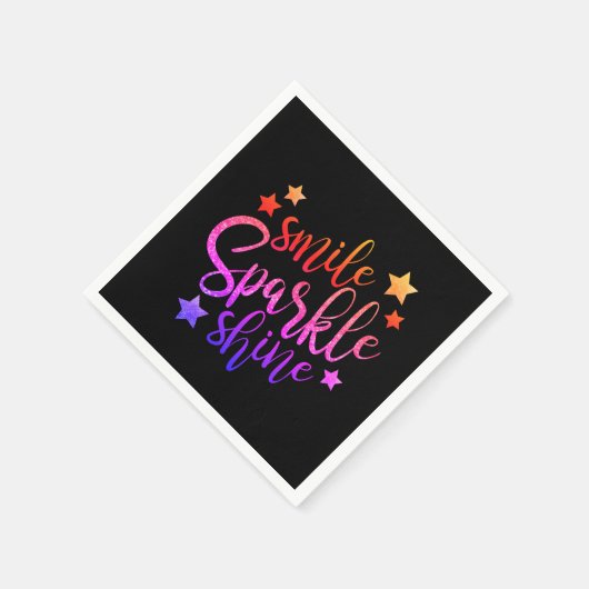 Smile Sparkle Shine Black Mehrfarbig Serviette (Ecke)