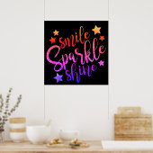 Smile Sparkle Shine Black Multi Poster (Küche)