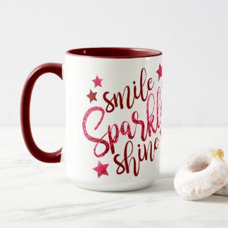 Smile Sparkle Shine Burgundy Tasse