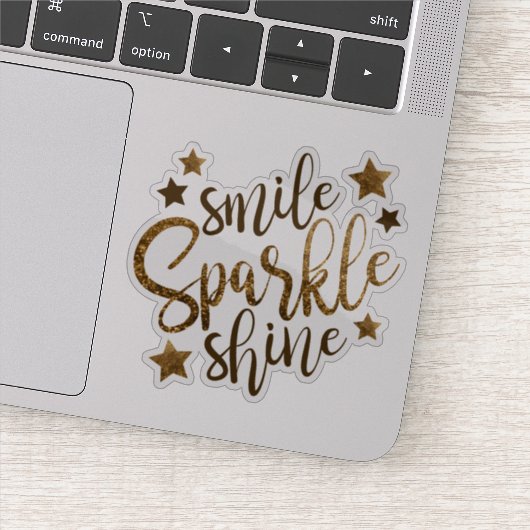 Smile Sparkle Shine | Gold-Glitzer Aufkleber (Detail)