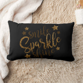 Smile Sparkle Shine Gold Glitzer Lendenkissen