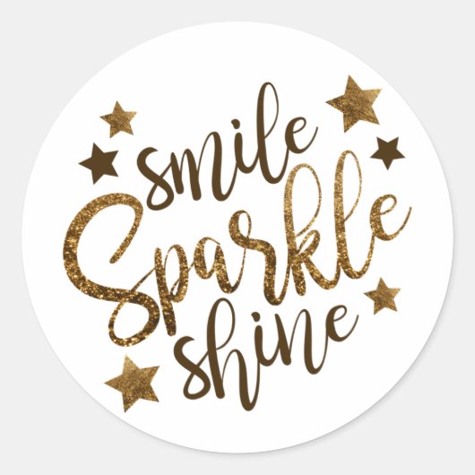 Smile Sparkle Shine Gold Stickers (Vorderseite)