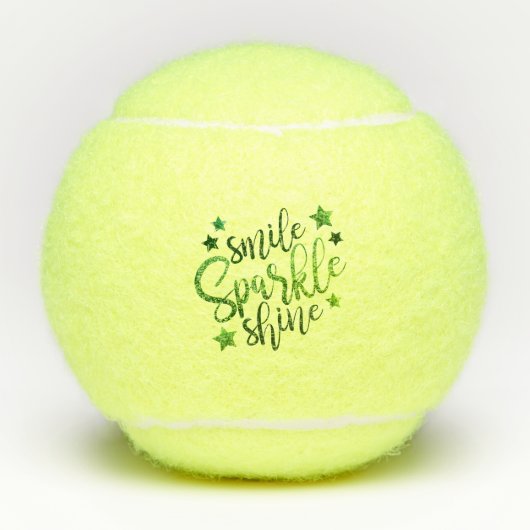 Smile Sparkle Shine Green Inspiration Zitat Tennisbälle (Vorderseite)