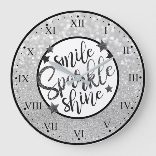 Smile Sparkle Shine Große Wanduhr (Vorderseite)