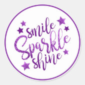 Smile Sparkle Shine Lila Sticker (Vorderseite)