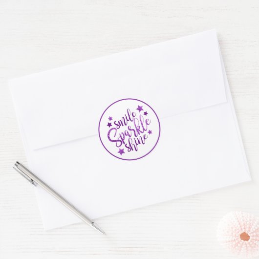 Smile Sparkle Shine Lila Sticker (Umschlag)