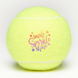 Smile Sparkle Shine Mehrfarbiges Zitat Tennisbälle