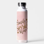 Smile Sparkle Shine Pink Gold Glitzer Motivierend Trinkflasche (Links)