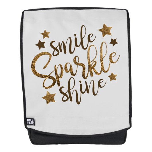 Smile Sparkle Shine Zitat positiv Rucksack (Vorderseite)