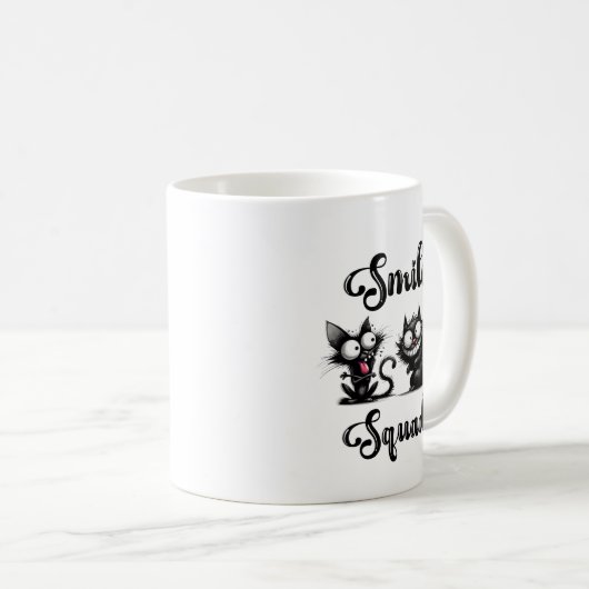 Smile Squad mit lustigem Katzen-Design Kaffeetasse (VorderseiteRechts)