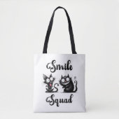 Smile Squad mit lustigem Katzen-Design Tasche (Vorderseite)