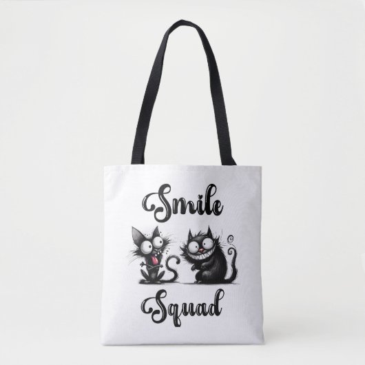 Smile Squad mit lustigem Katzen-Design Tasche (Vorderseite)