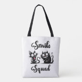Smile Squad mit lustigem Katzen-Design Tasche (Rückseite)