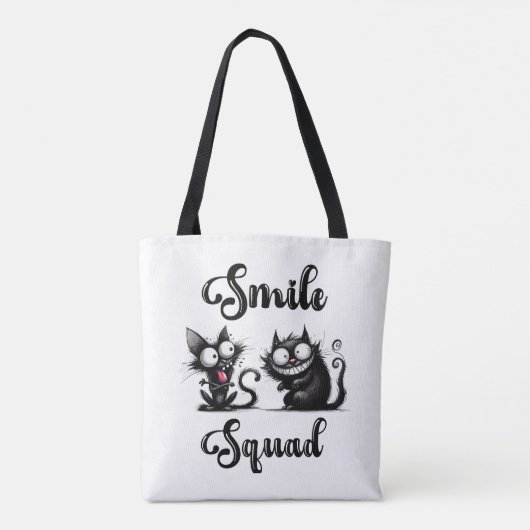 Smile Squad mit lustigem Katzen-Design Tasche (Rückseite)