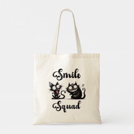 Smile Squad mit lustigem Katzen-Design Tragetasche (Rückseite)