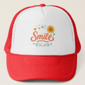 Smile Sunflower Trucker Hat | Positive Vibes Truckerkappe (Vorderseite)