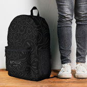 Smile Teen Trendy Stylish Black Gray Doodles Bedruckter Rucksack