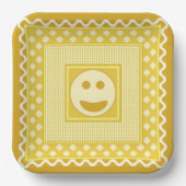 Smile Tile Party Teller in Gelb (Vorderseite)