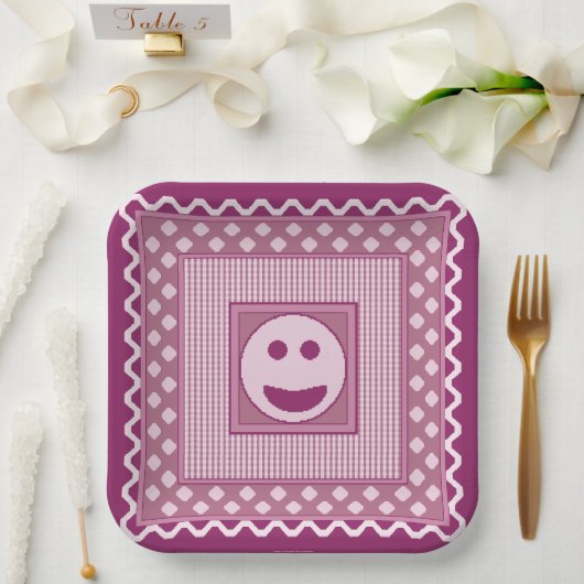 Smile Tile Party Teller in Rosa (Hochzeit)