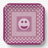 Smile Tile Party Teller in Rosa (Vorderseite)
