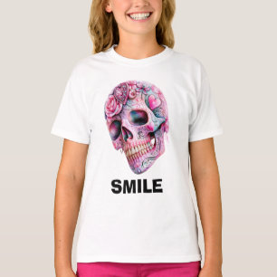 Smile-Totenkopf-Grafik T-Shirt