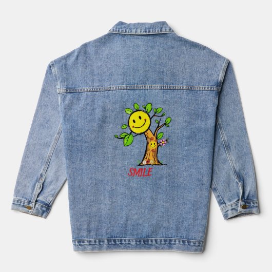 "Smile Tree" Positive Vibes Jeansjacke (Rückseite)