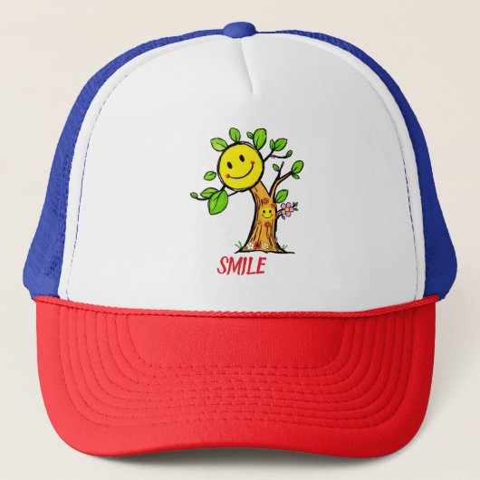 "Smile Tree" Positive Vibes Truckerkappe (Vorderseite)