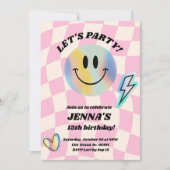 Smile Trendy Retro Birthday Einladung (Vorderseite)