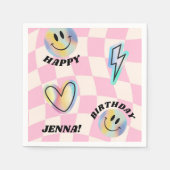 Smile Trendy Retro Birthday Serviette (Vorderseite)