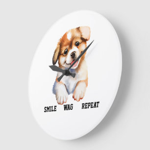 SMILE WAG REPEAT -CUTE DOG GROßE WANDUHR