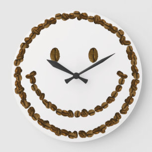 Smile with Coffee Beans Große Wanduhr