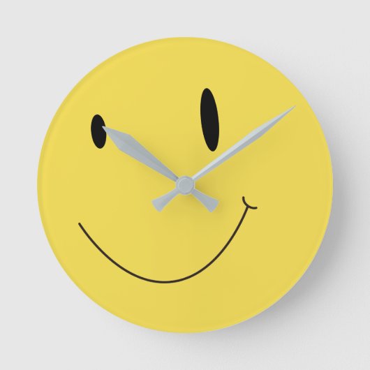 Smile Yellow Happy Face 009 Runde Wanduhr (Vorderseite)