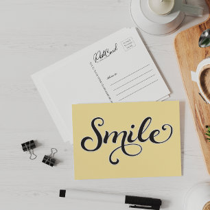 Smile Yellow Happy Say Hallo Retro Spaß Postkarte