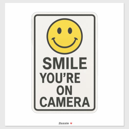 Smile You're on Camera Sign Aufkleber (Blatt)