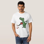 Smilealottees Funny T-rex Dinosaur using Leaf Blow T-Shirt (Vorne ganz)