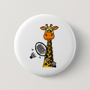Smilemoreteesa Funny Giraffe Playing Badminton Car Button