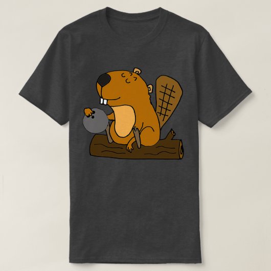 Smilesanim Funny Beaver Bowling T-Shirt (Design vorne)