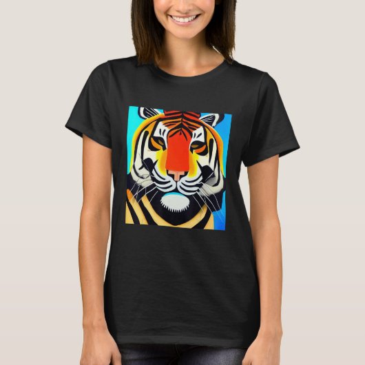Smileteesanim  Cool Tiger Cubism Art T-Shirt (Vorderseite)