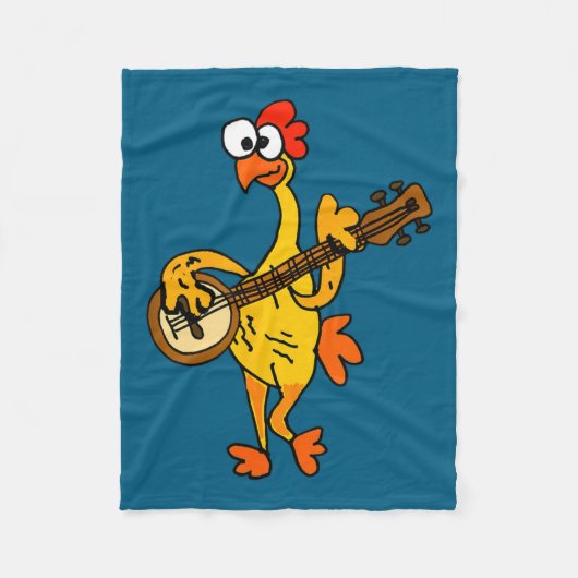 Smileteestank Funny Rubber Chicken Playing Banjo C Fleecedecke (Vorderseite)