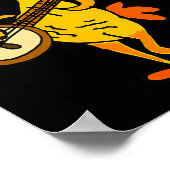 Smileteestank Funny Rubber Chicken Playing Banjo C Poster (Ecke)