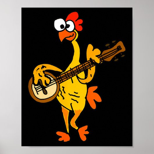 Smileteestank Funny Rubber Chicken Playing Banjo C Poster (Vorne)