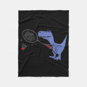 Smiletodaytees Fun T-rex Dinosaur Playing Badminto Fleecedecke