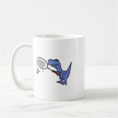 Smiletodaytees Fun T-rex Dinosaur Playing Badminto Kaffeetasse (Links)