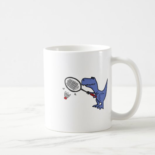 Smiletodaytees Fun T-rex Dinosaur Playing Badminto Kaffeetasse (Rechts)