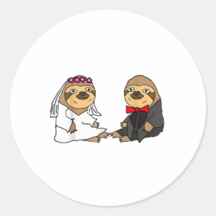 Smiletodaytees Funny Sloth Braut und Groom Wedding Runder Aufkleber