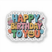 Smiley Alles Gute zum Geburtstag Aufkleber (Vorderseite)