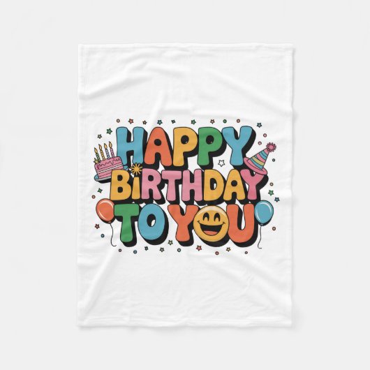 Smiley Alles Gute zum Geburtstag Fleecedecke (Vorderseite)