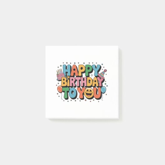 Smiley Alles Gute zum Geburtstag Post-it Klebezettel (Vorderseite)