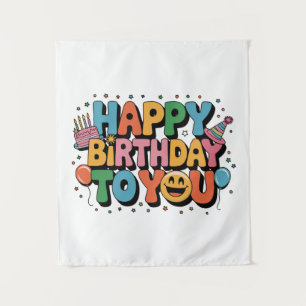 Smiley Alles Gute zum Geburtstag Wandteppich