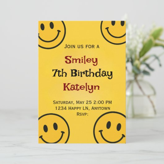 Smiley Birthday Einladung (Stehend Vorderseite)